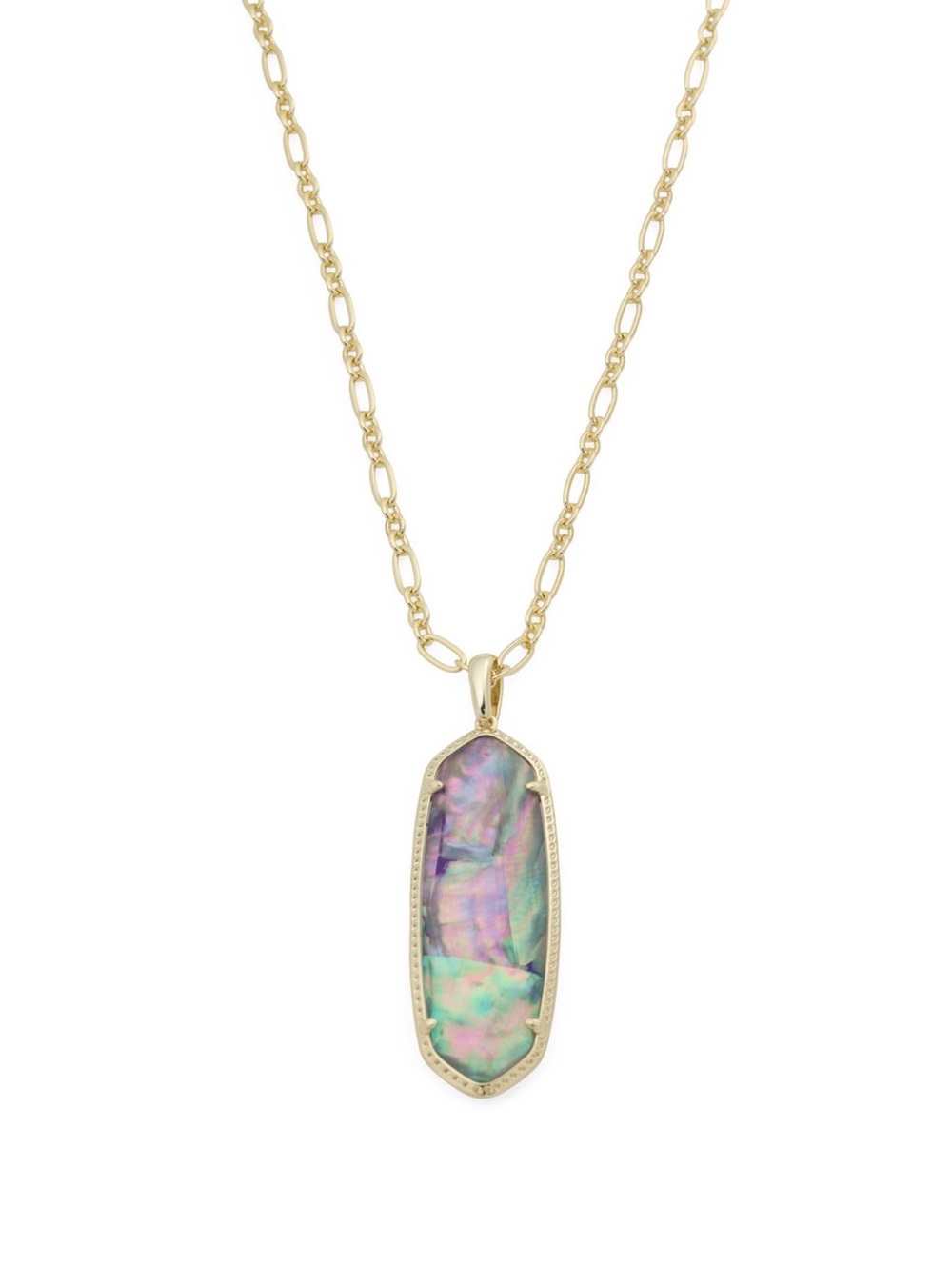Kendra Scott Gold Eleanor Iridescent Lilac Abalone Pendant Long Necklace